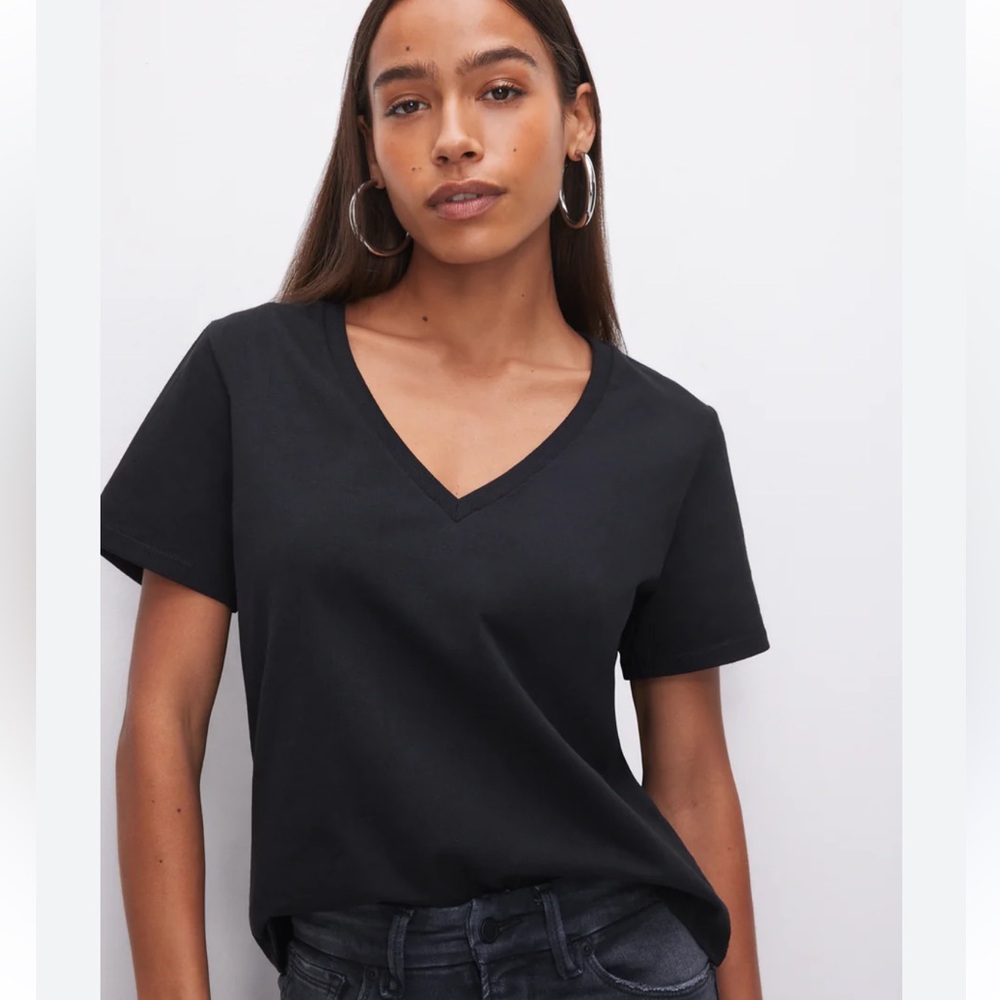 Good American Cotton Classic V-neck Tee